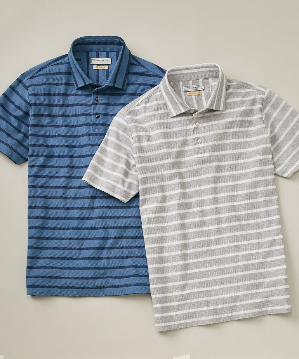Horizontal Stripe Short-Sleeve Dress Polo