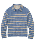 Linen-Cotton Striped V-Neck Polo Sweater