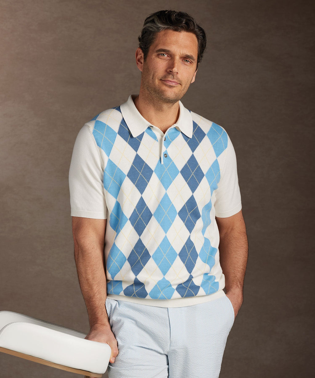 Argyle Front Short-Sleeve Polo Shirt