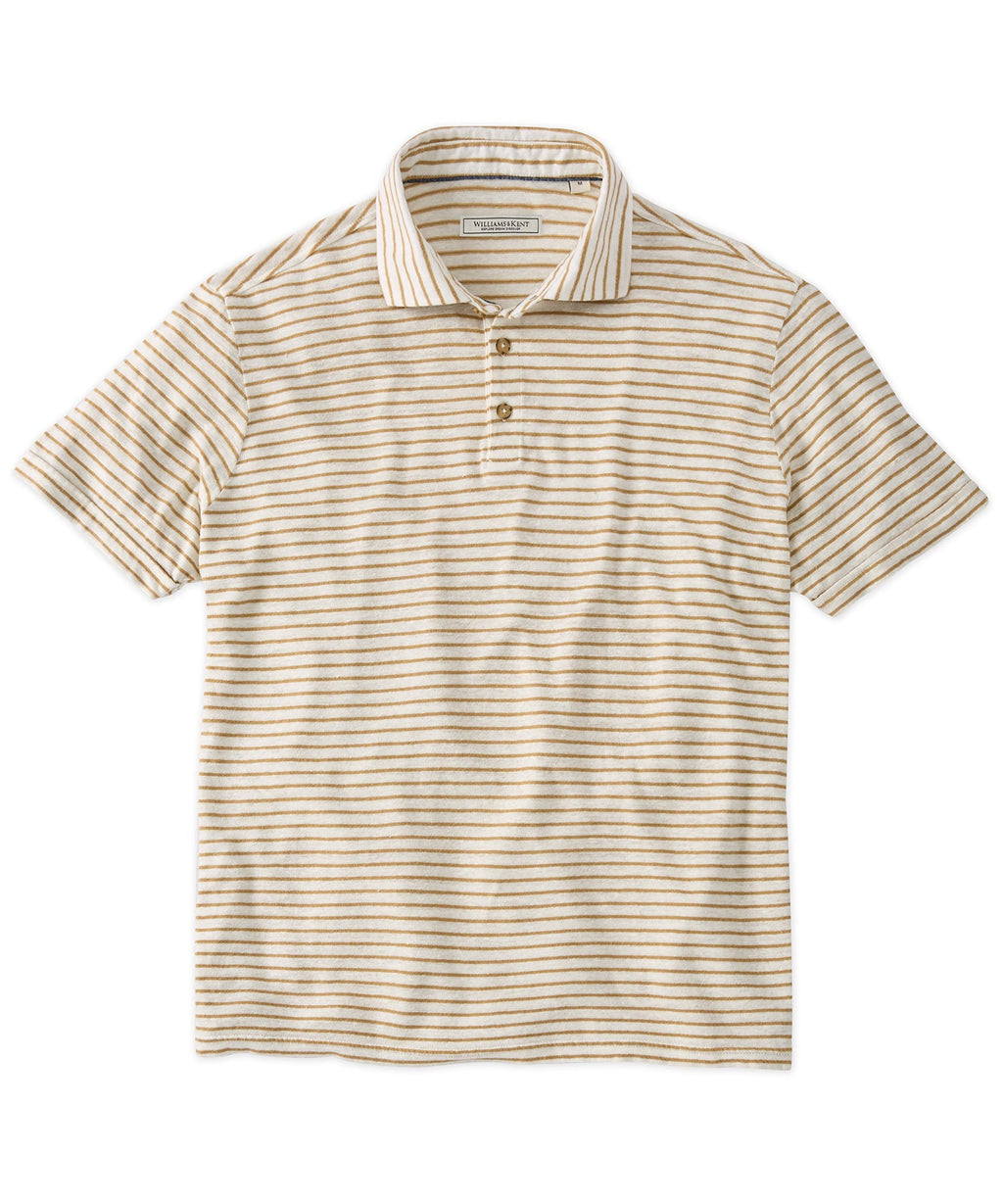Fine Stripe Linen/Cotton Jersey Polo