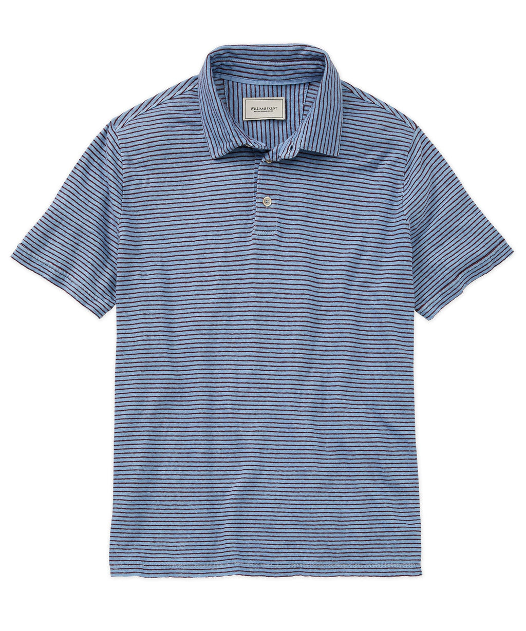 Garment-Dyed Short Sleeve Striped Polo