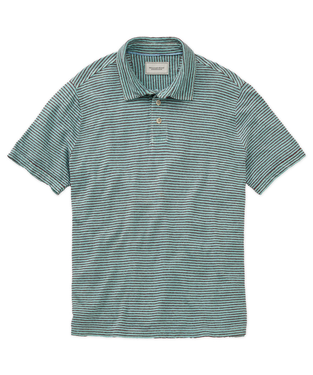 Garment-Dyed Short Sleeve Striped Polo