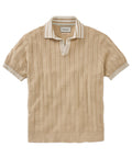 Notch-Neck Stripe Collar Short Sleeve Polo