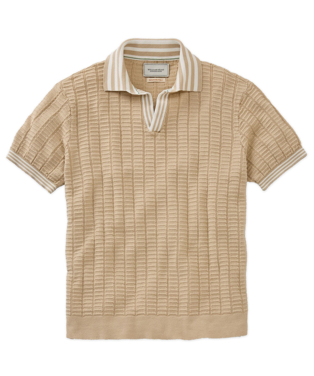 Notch-Neck Stripe Collar Short Sleeve Polo