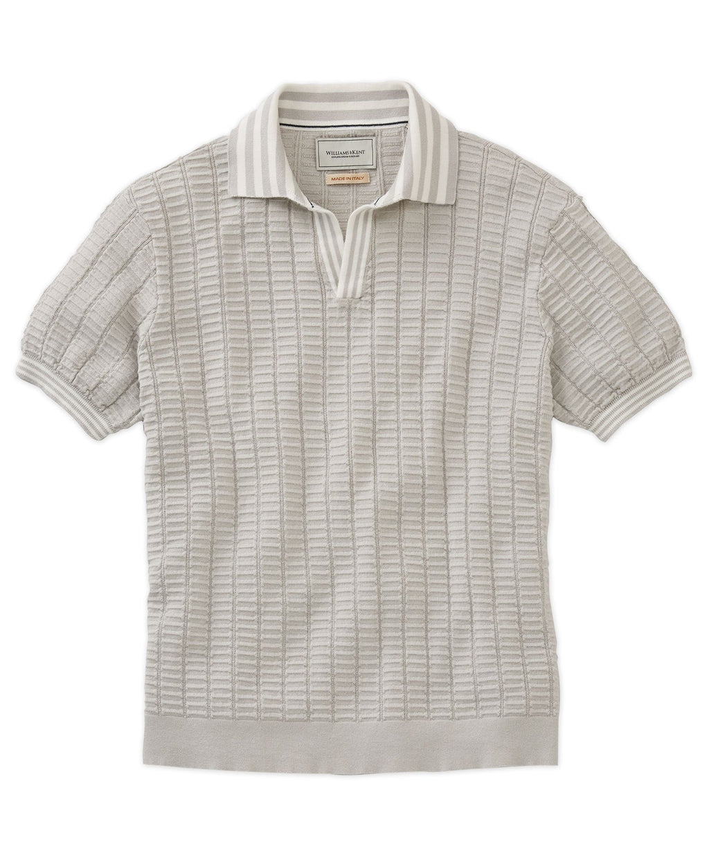 Notch-Neck Stripe Collar Short Sleeve Polo