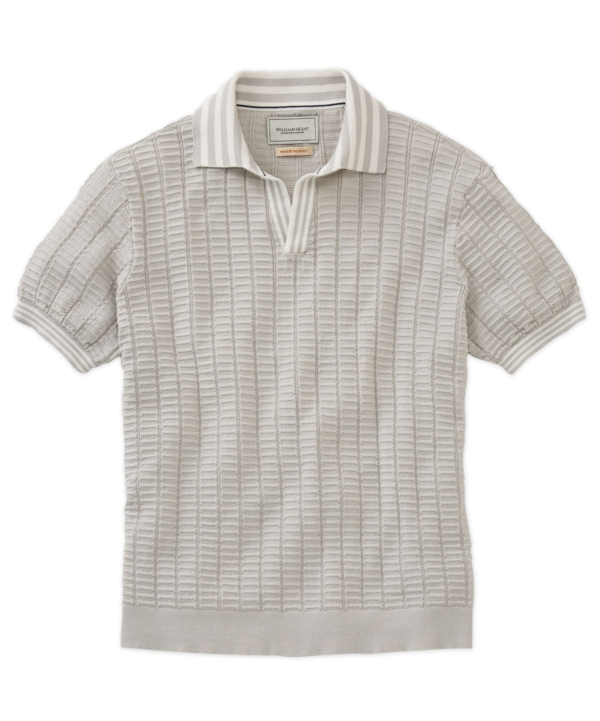 Notch-Neck Stripe Collar Short Sleeve Polo