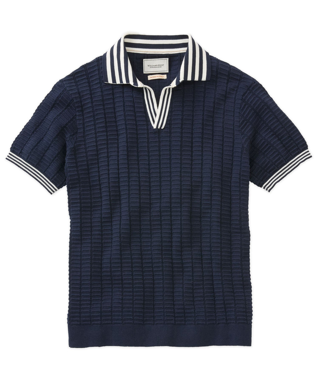 Notch-Neck Stripe Collar Short Sleeve Polo