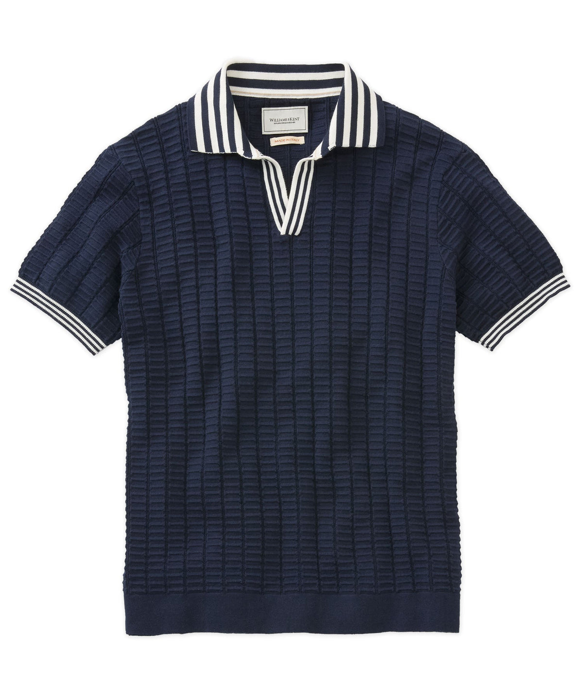 Notch-Neck Stripe Collar Short Sleeve Polo