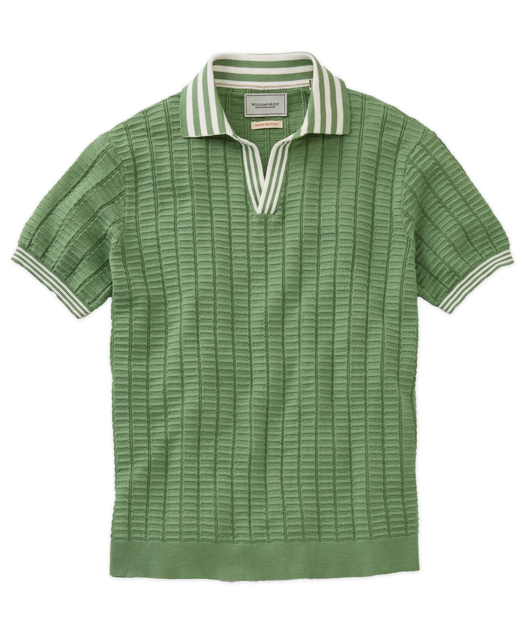 Notch-Neck Stripe Collar Short Sleeve Polo