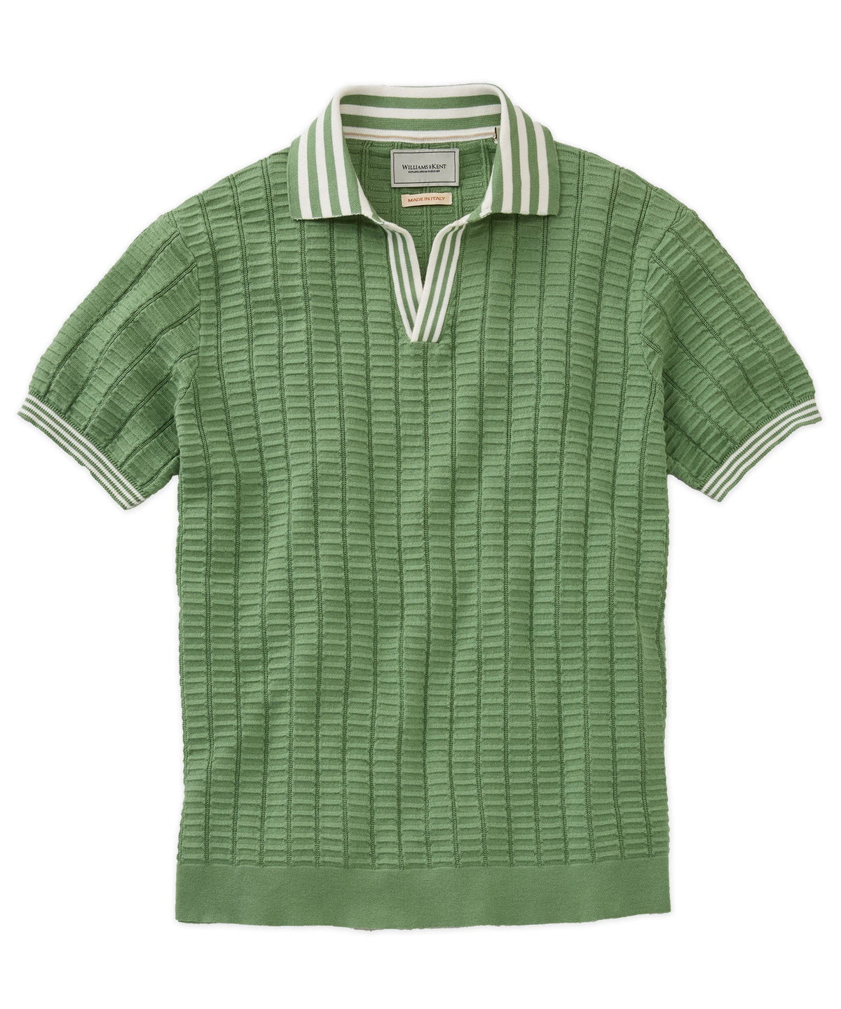 Notch-Neck Stripe Collar Short Sleeve Polo