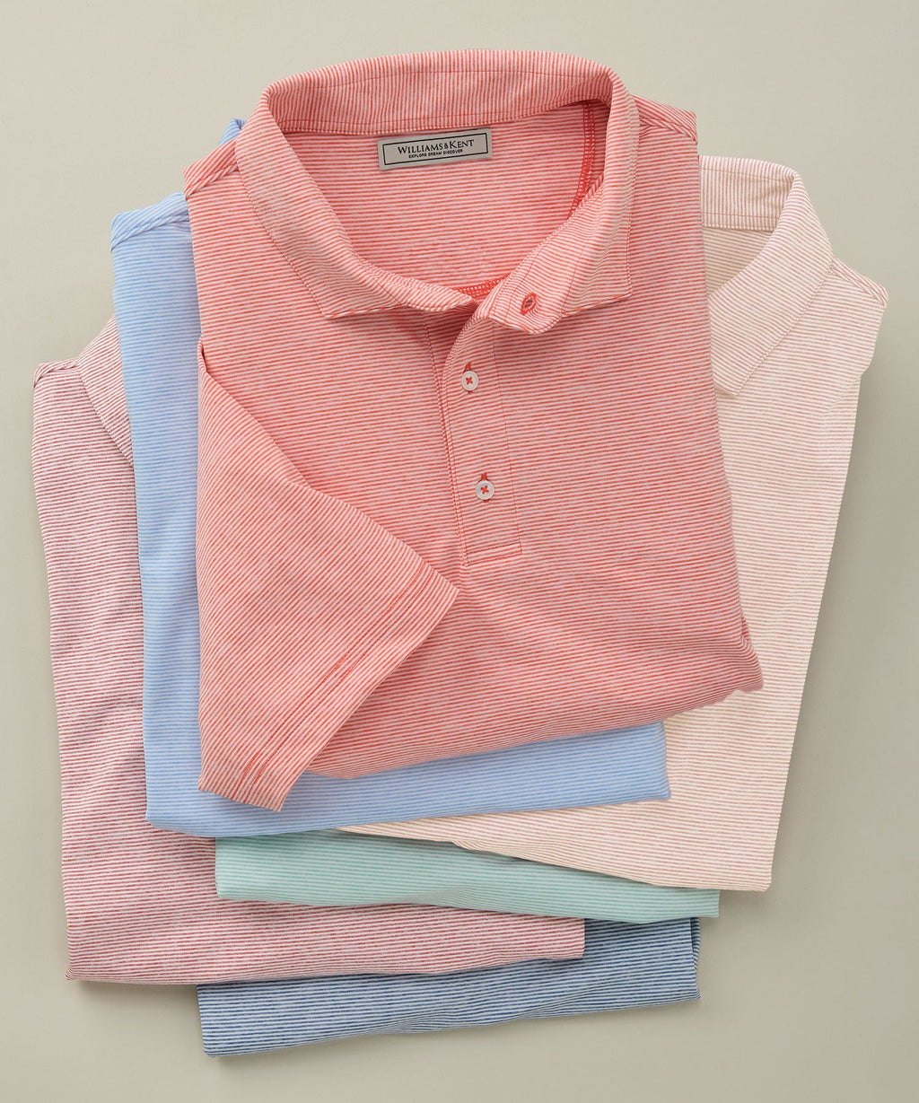 Striped Performance Knit Polo Shirt