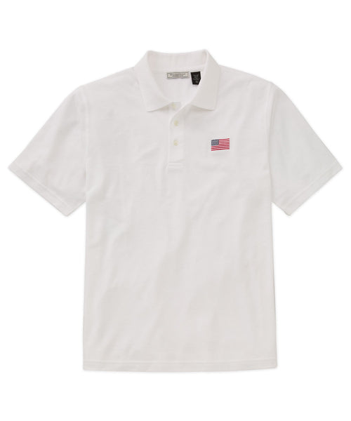 American Flag Embroidered Performance Polo Shirt