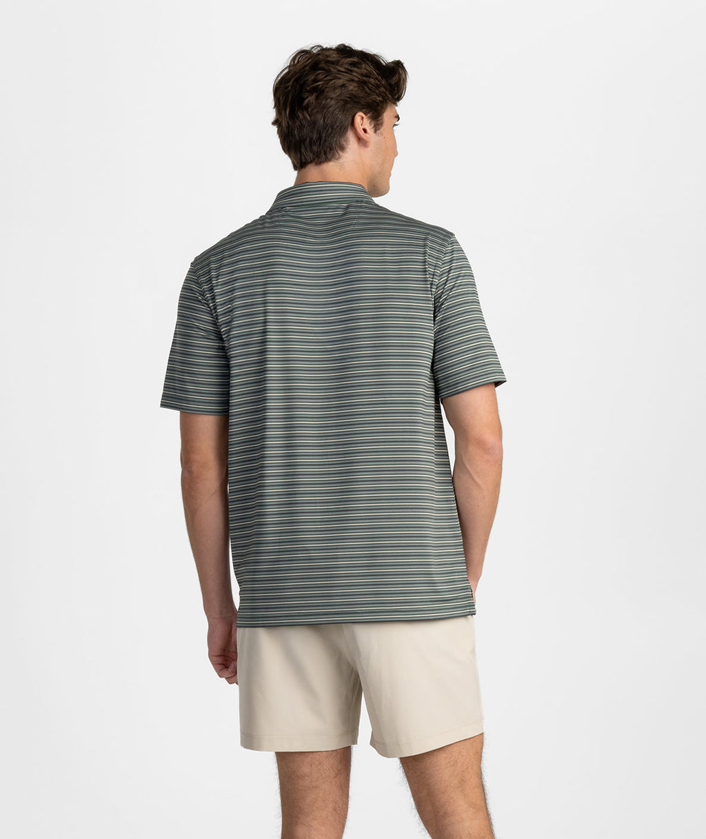 Riverbend Stripe Polo - Moss Rock