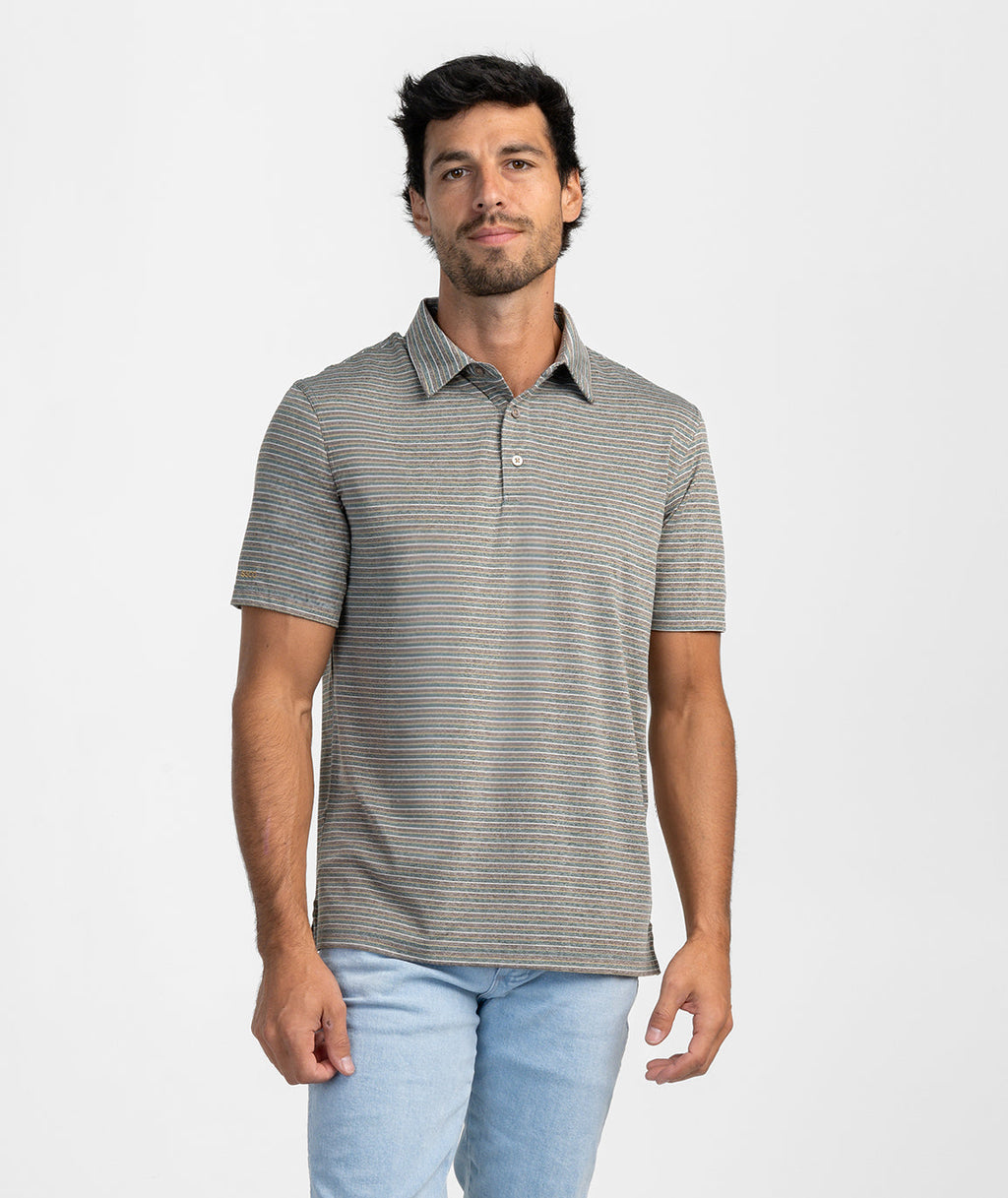 Cahaba Heather Stripe Polo - Sequoia
