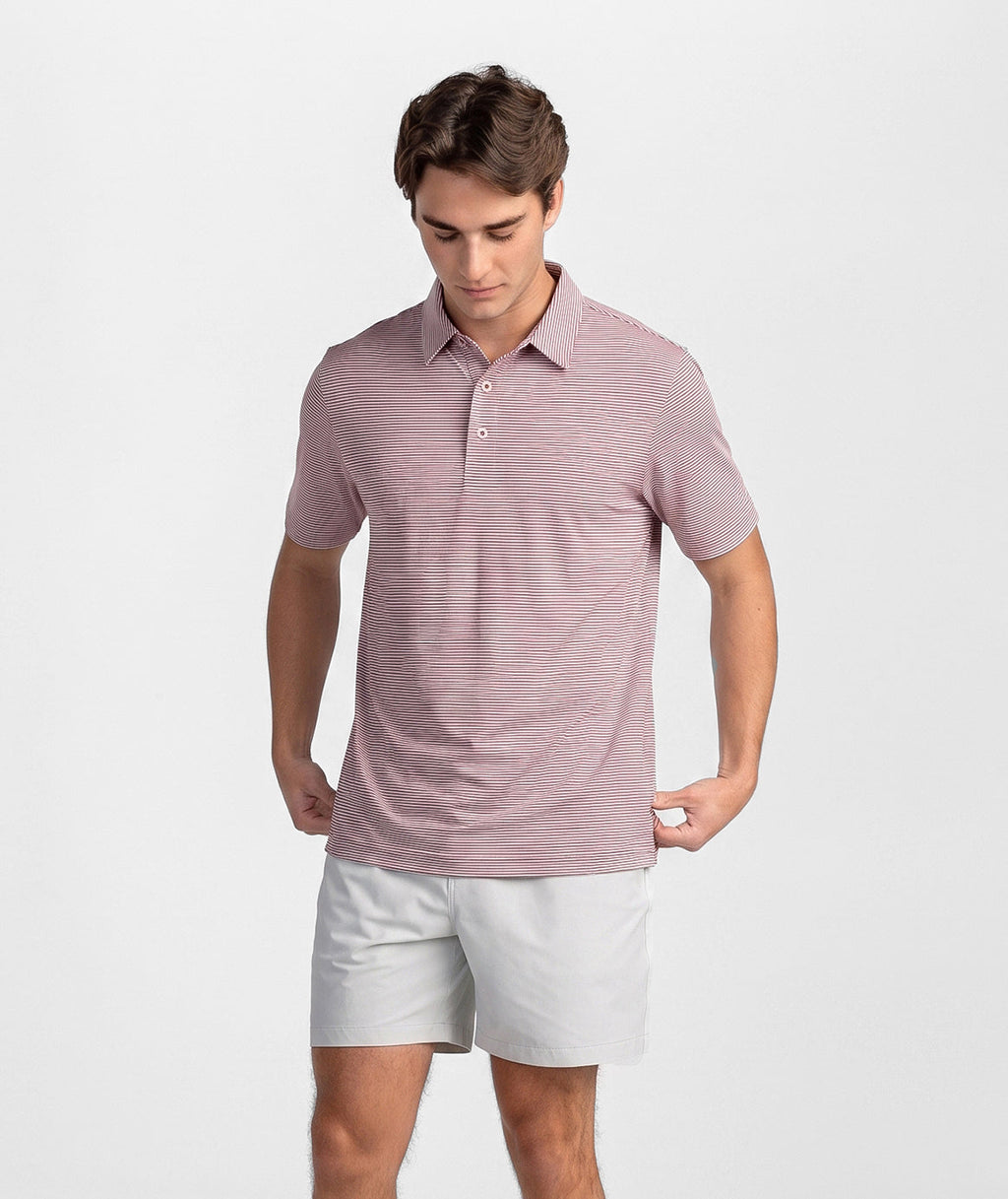 Heather Madison Stripe Polo - University Red