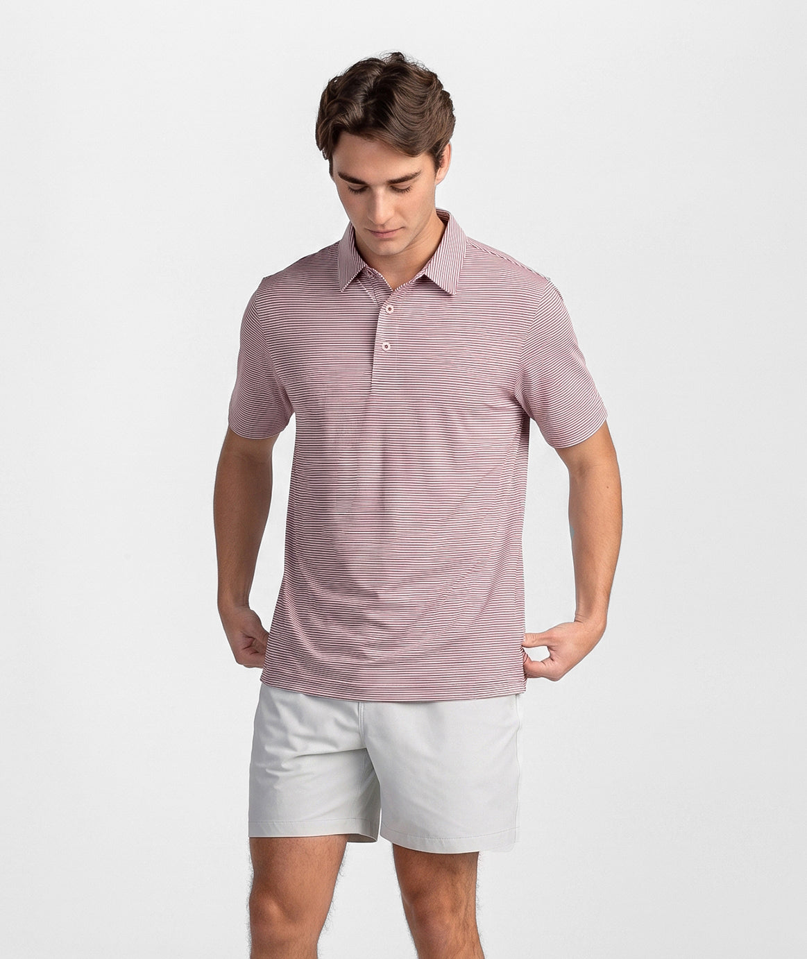 Heather Madison Stripe Polo - University Red