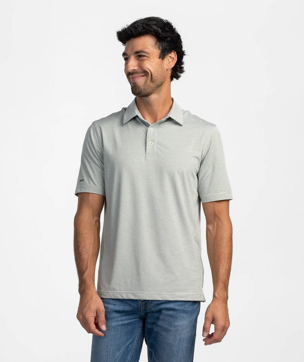 Heather Madison Stripe Polo - Dusty Olive