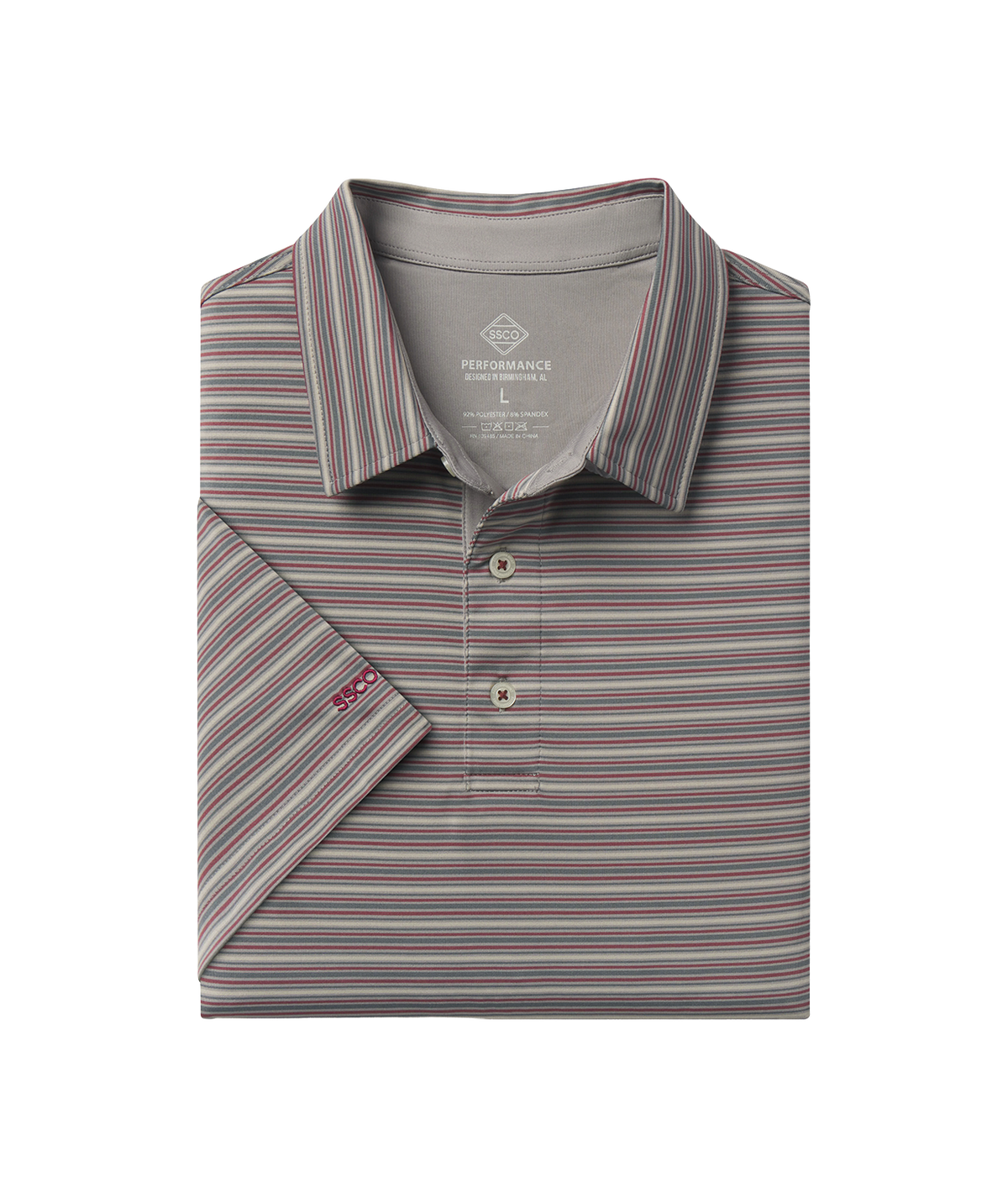 Riverbend Stripe Polo - Red Coal