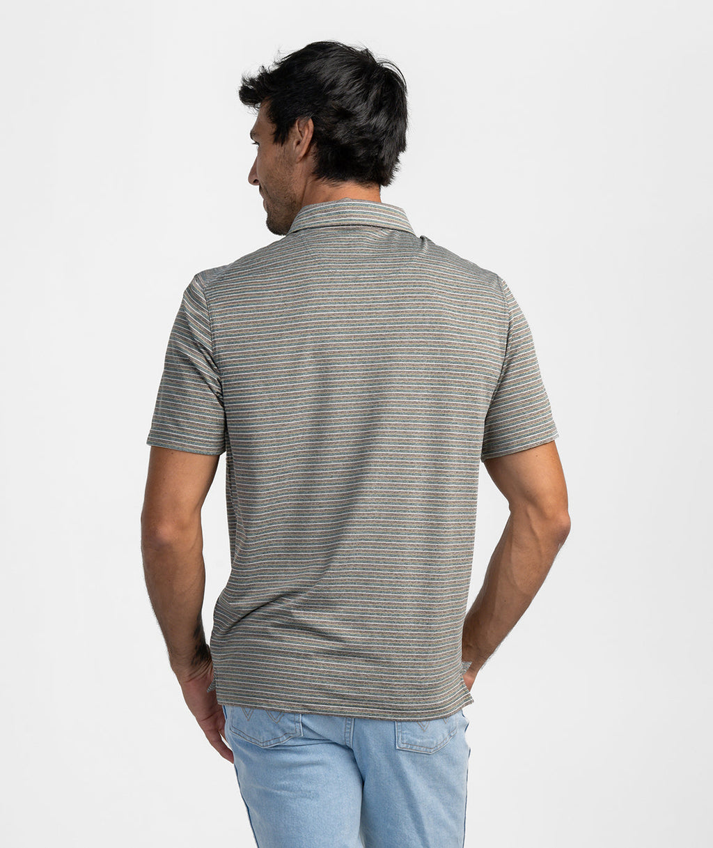 Cahaba Heather Stripe Polo - Sequoia
