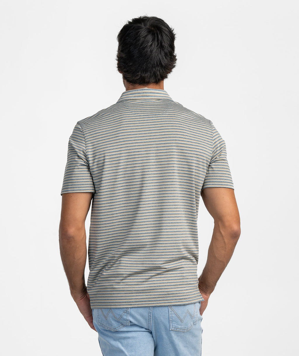 Cahaba Heather Stripe Polo - Blue Ridge