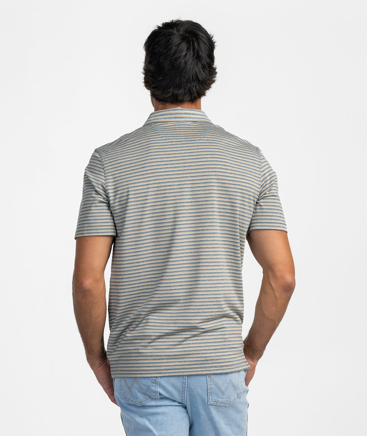 Cahaba Heather Stripe Polo - Blue Ridge