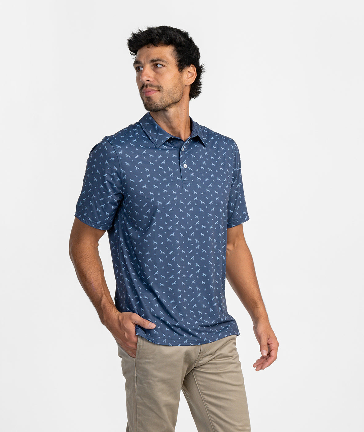 Uplands Unleashed Printed Polo - Midnight Navy
