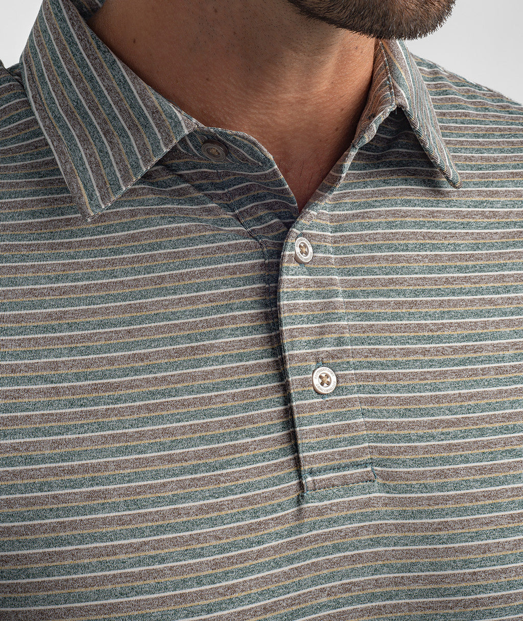Cahaba Heather Stripe Polo - Sequoia