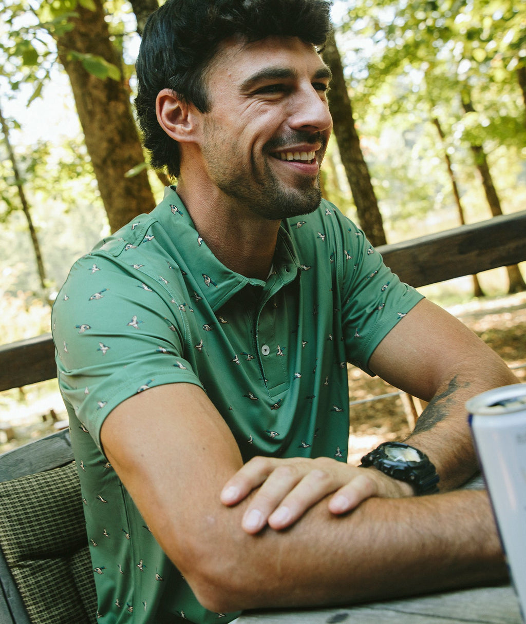 Feathered Frenzy Printed Polo - Feather