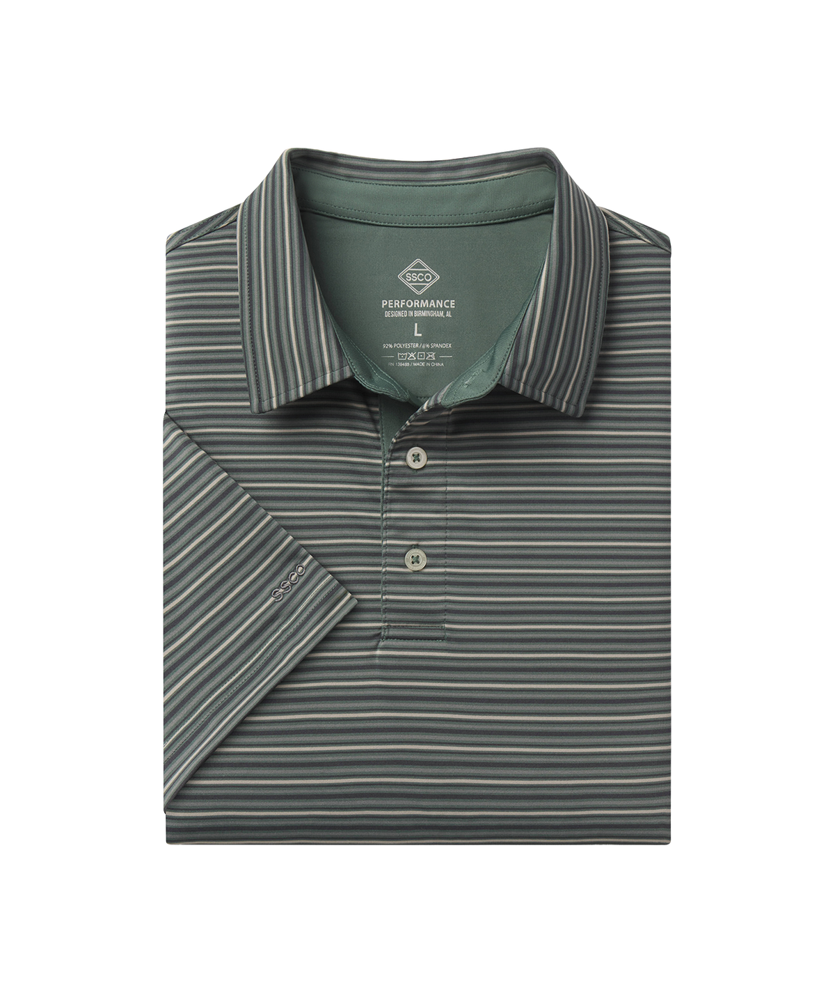 Riverbend Stripe Polo - Moss Rock
