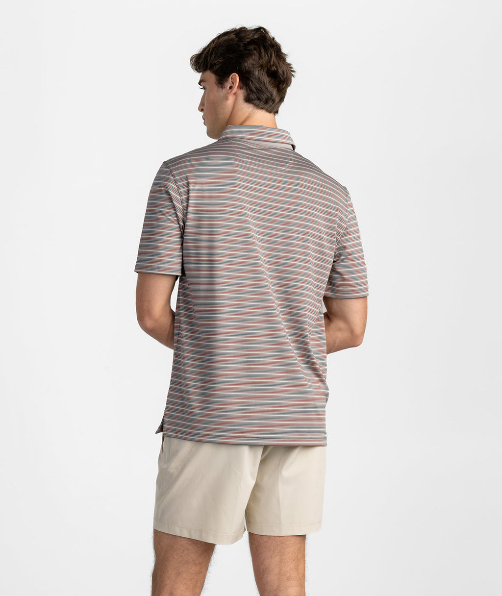 Riverbend Stripe Polo - Red Coal