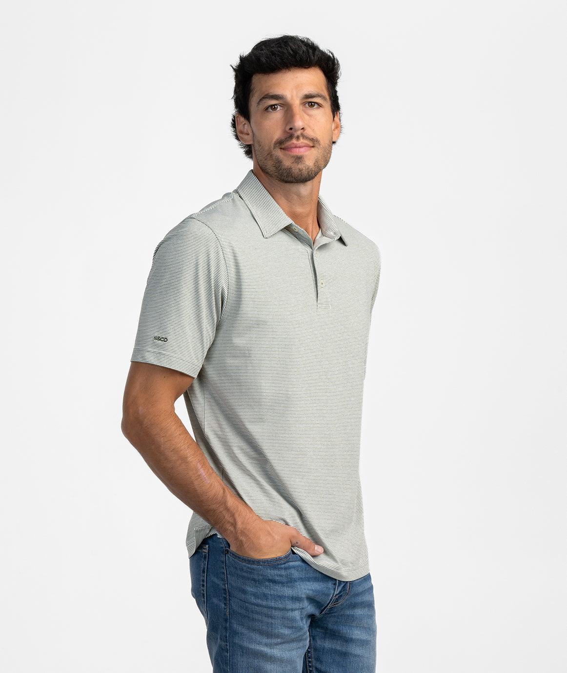 Heather Madison Stripe Polo - Dusty Olive