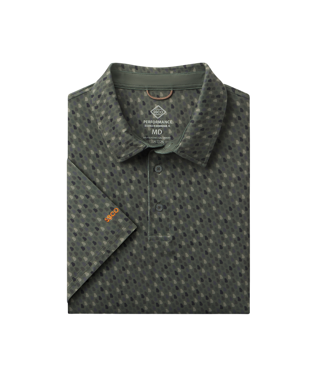 Southern Sportsman Printed Polo - Georgia Pine