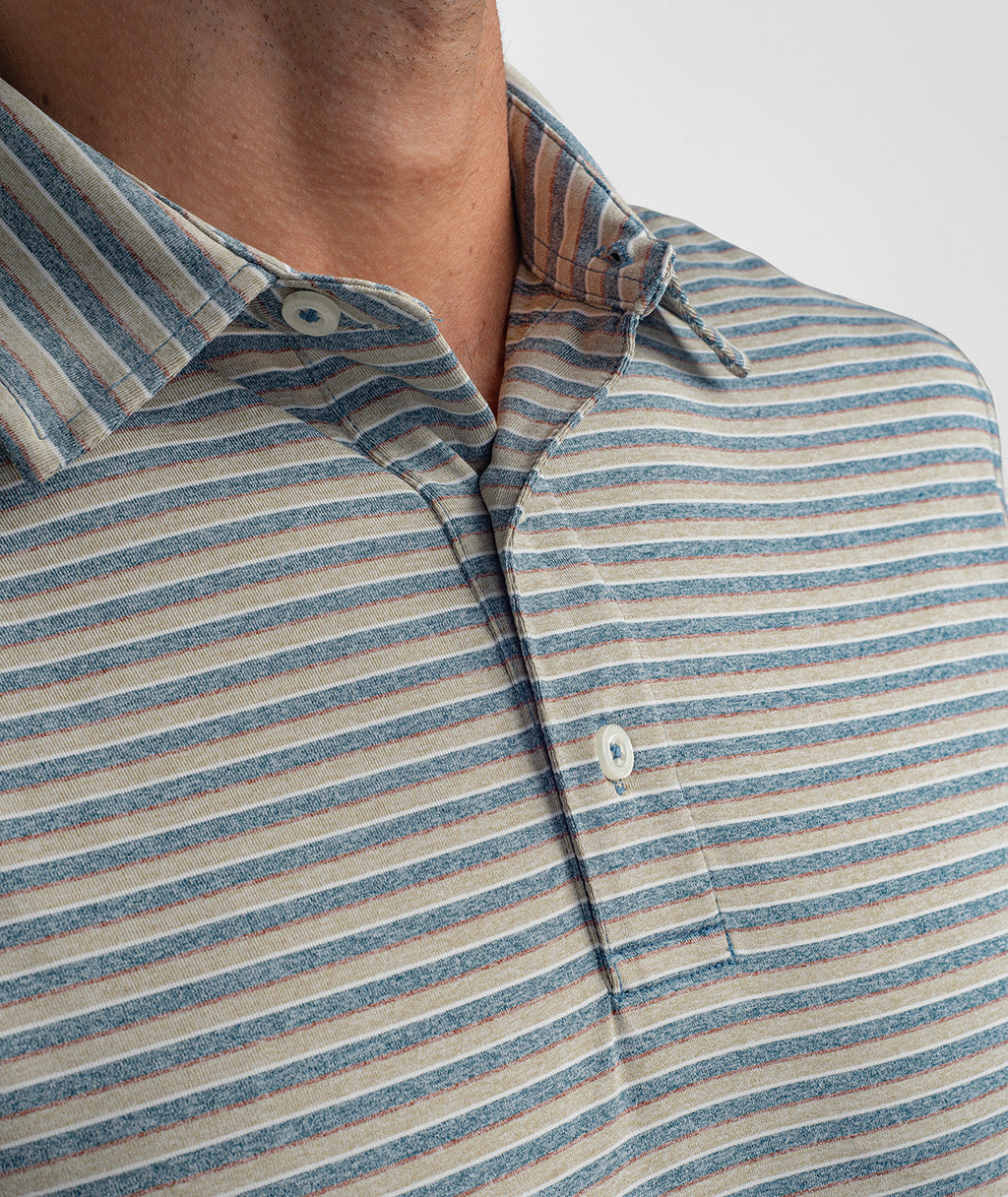 Cahaba Heather Stripe Polo - Blue Ridge